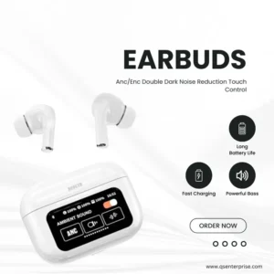 Smart Touch Screen Bluetooth Earbuds – LCD Display, 36H Playtime